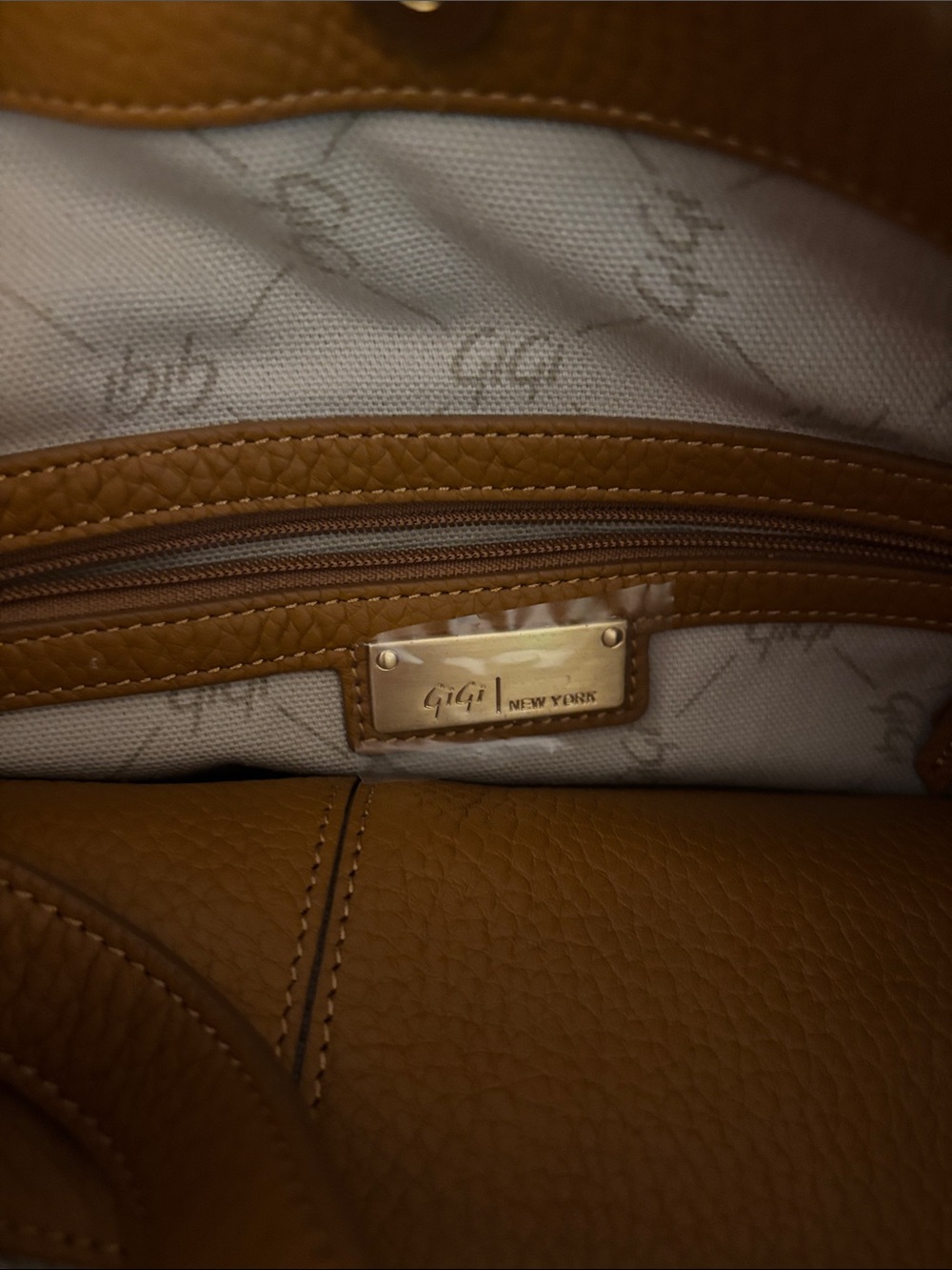 GiGi New York Tan Tote with Top Handles - Picture 2 of 5